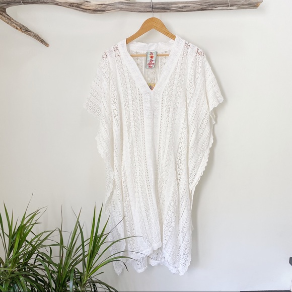 Johnny Was Other - Johnny Was | Pearla Poncho White 1X Crochet Lace